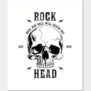 rock heavy metal hard skull Posters and Art
